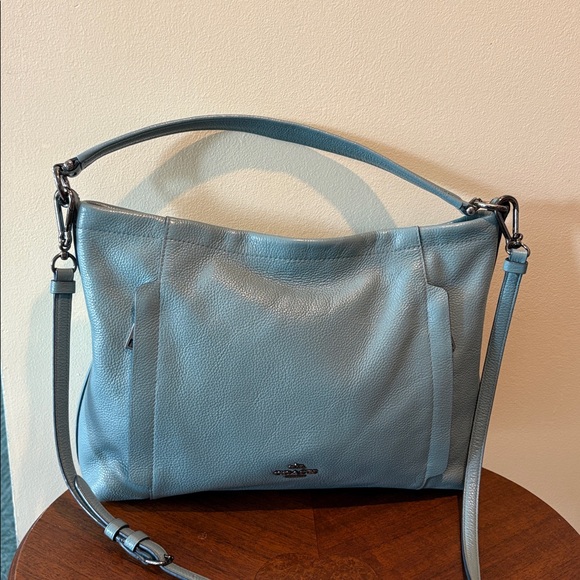 Coach Scout hobo bag  24770 pebbled Leather mineral blue gunmetal HW EUC - Picture 1 of 17